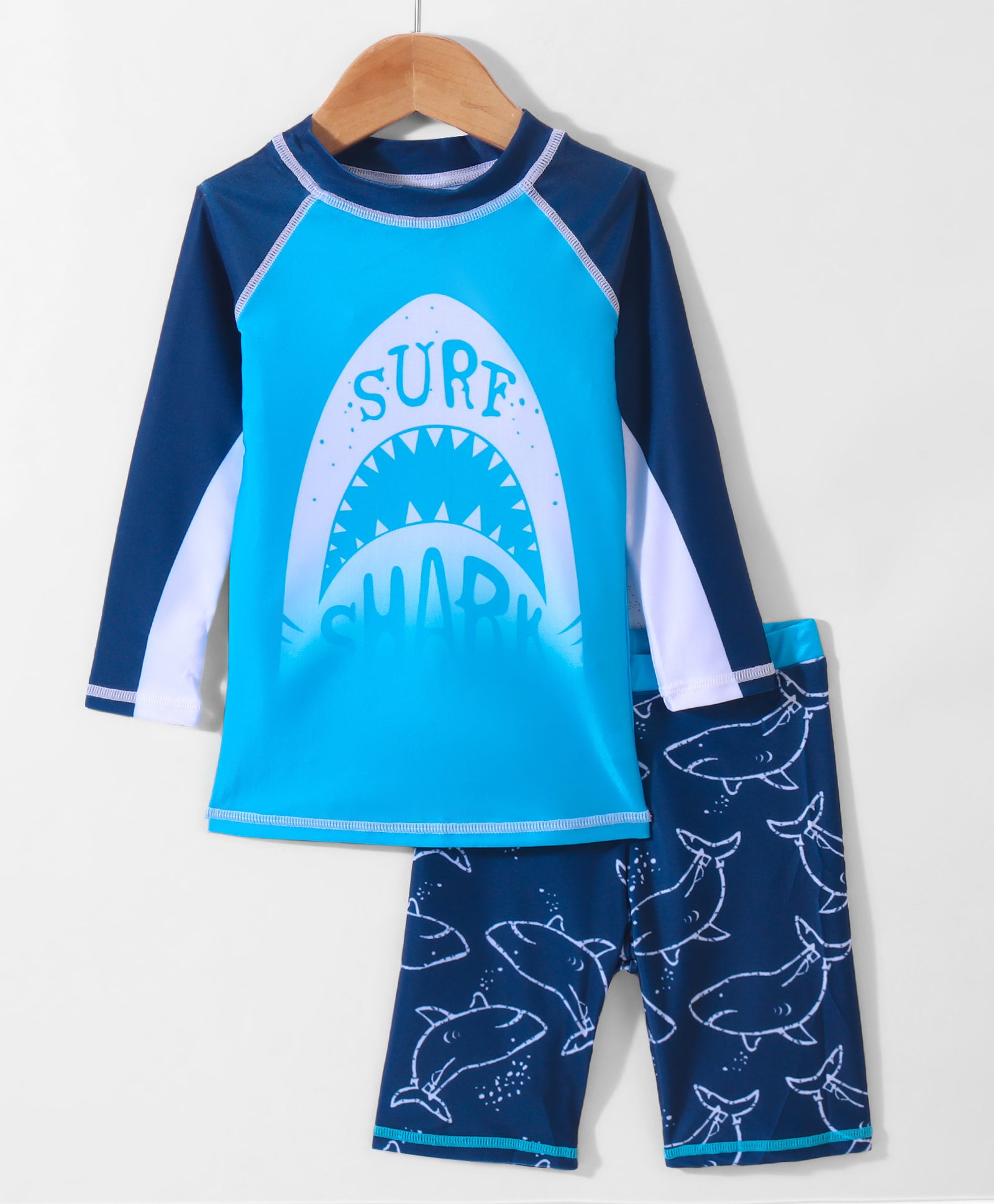SHARK PRINT 2 PIECE SWIM SUIT - BLUE