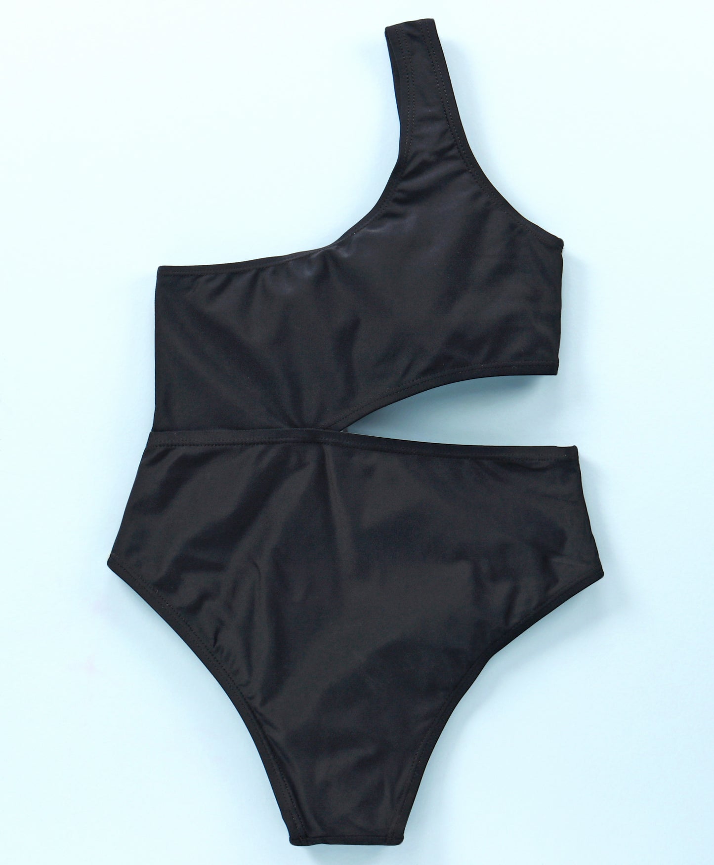 POLKI SIDE CUTE 1PC SWIM SUIT - BLACK