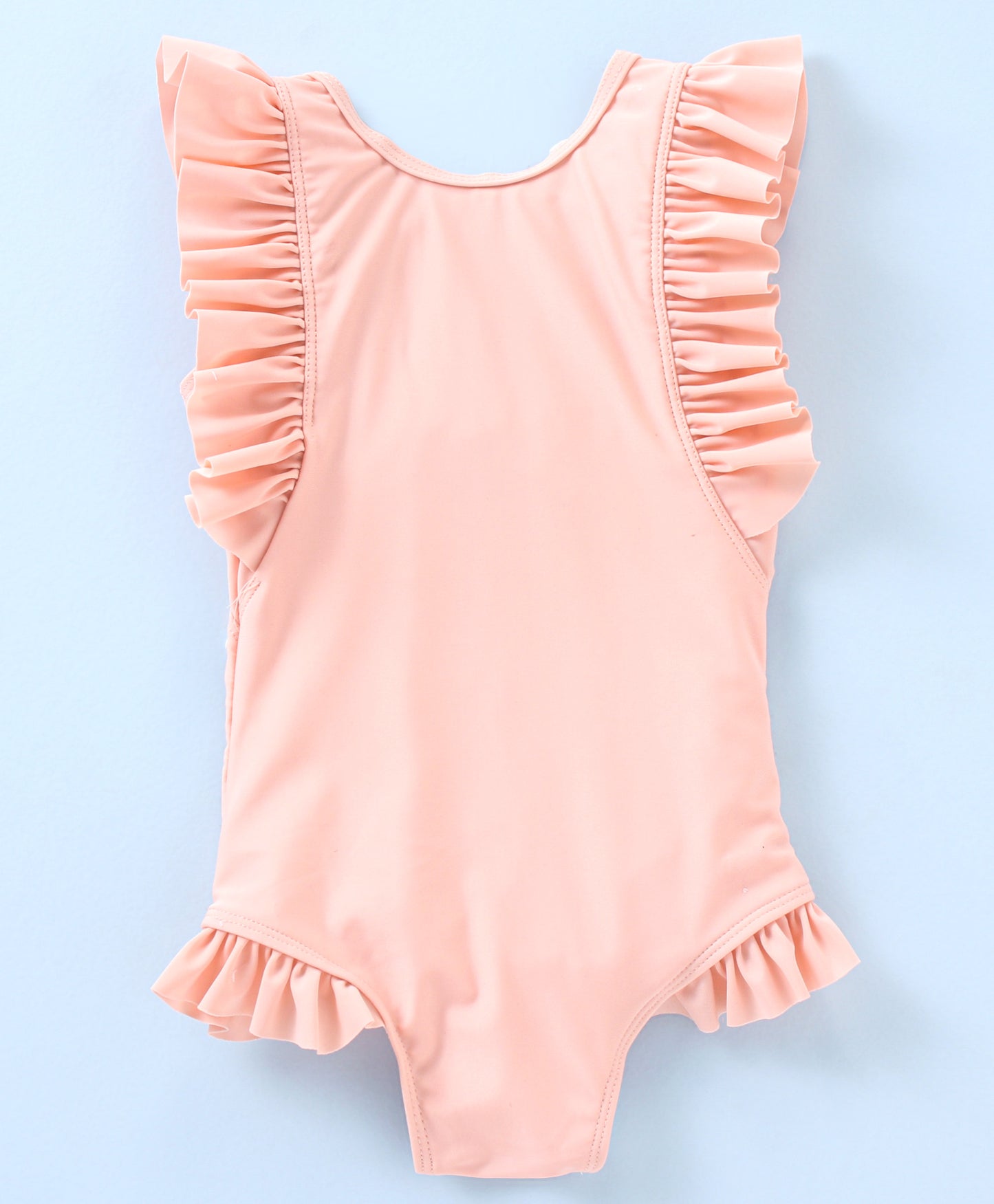 SOLID COLOUR FRILL 1PC SWIM SUIT -PEACH