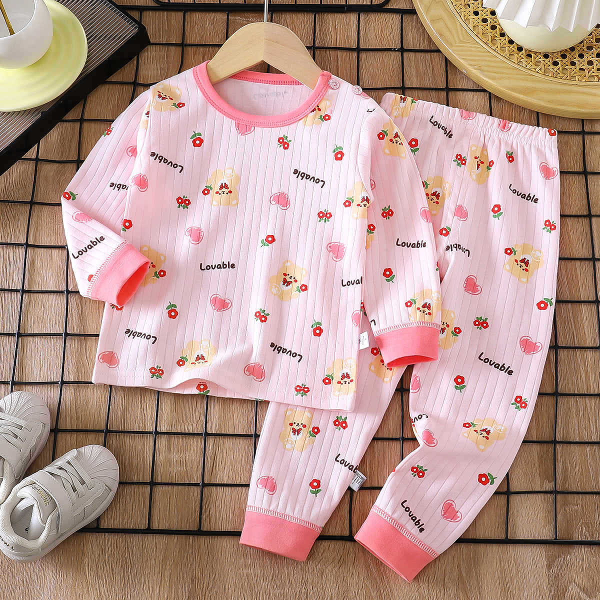 HEART & FLOWER PRINT CO-ORD SET - LIGHT PINK