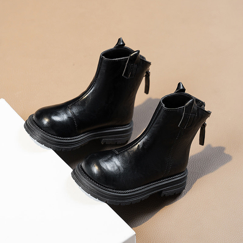 SOLID ZIP-UP WINTER BOOTS - BLACK