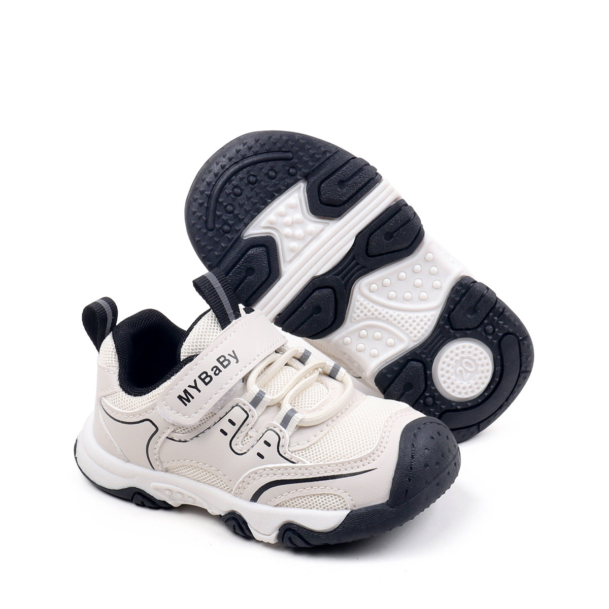 LACE DESIGN VELCRO CLOSURE PREWALKER SHOES - BLACK