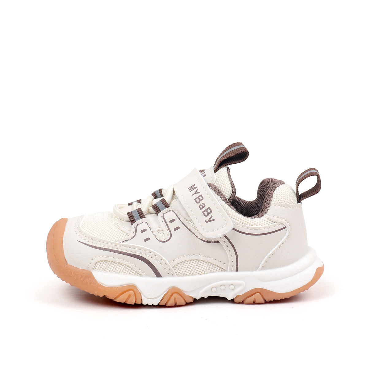 LACE DESIGN VELCRO CLOSURE PREWALKER SHOES - BROWN