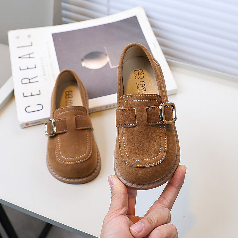 BUCKLE SUEDE LOAFERS - BROWN