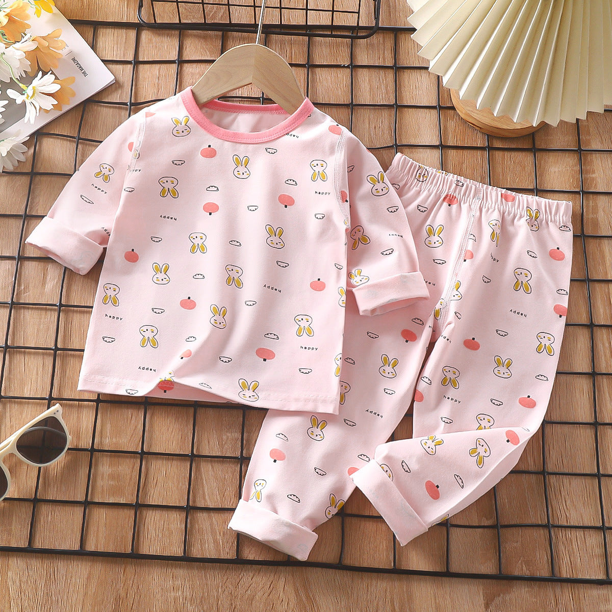 BUNNY RABBIT PRINT CO-ORD SET - LIGHT PINK