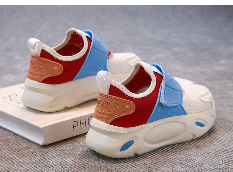 DUAL COLOR VELCRO SHOES - WHITE & RED