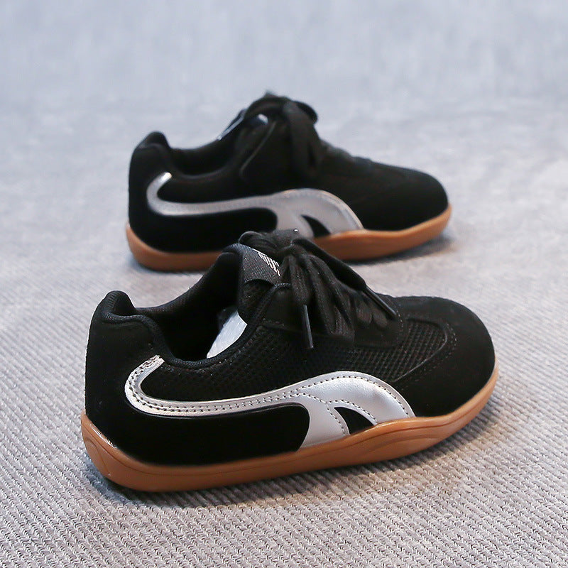 COLOR BLOCK VELCRO SNEAKERS - BLACK & SILVER