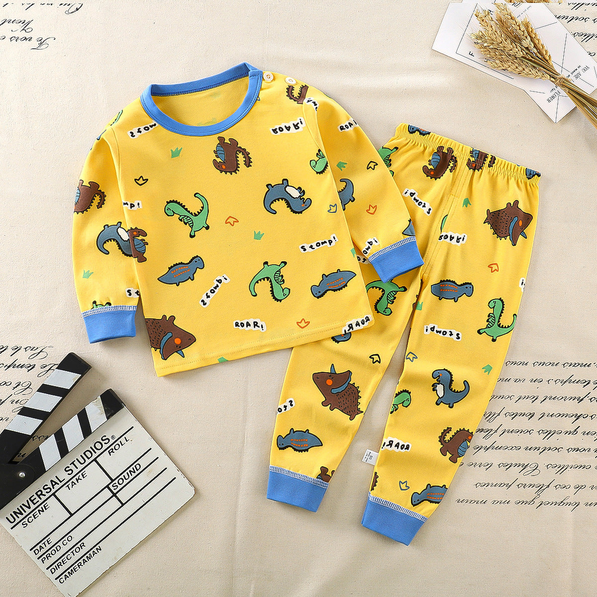 ALL OVER DINO PRINT CO-ORD SET - YELLOW