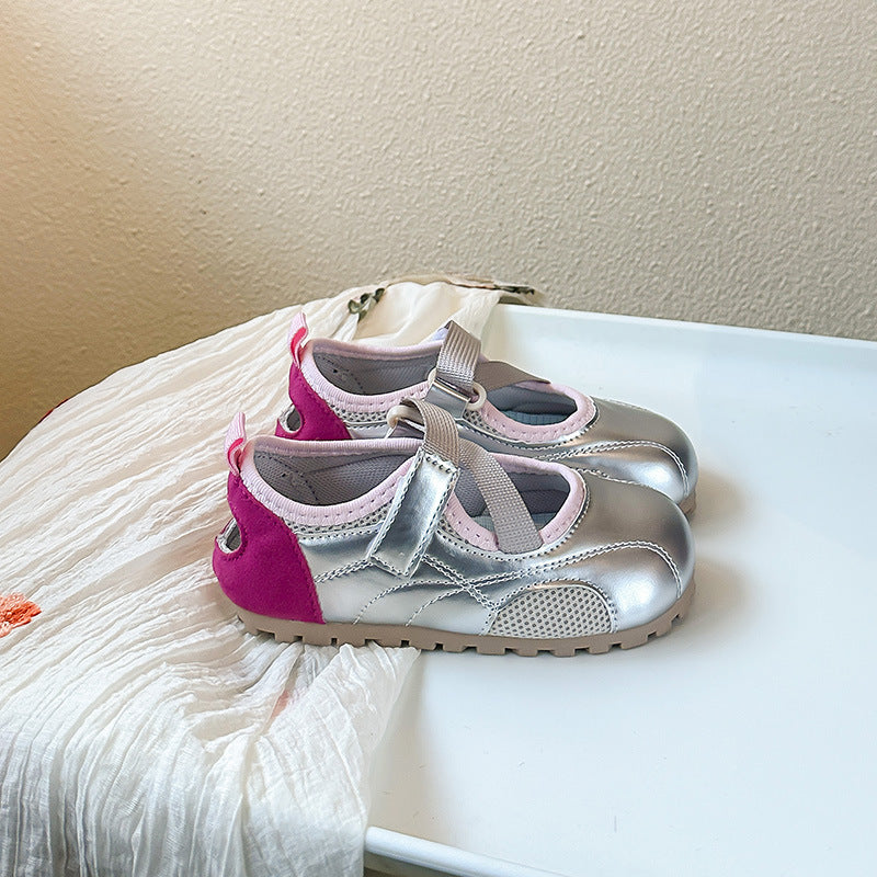 CRISS CROSS MARY JANES - SILVER & PINK