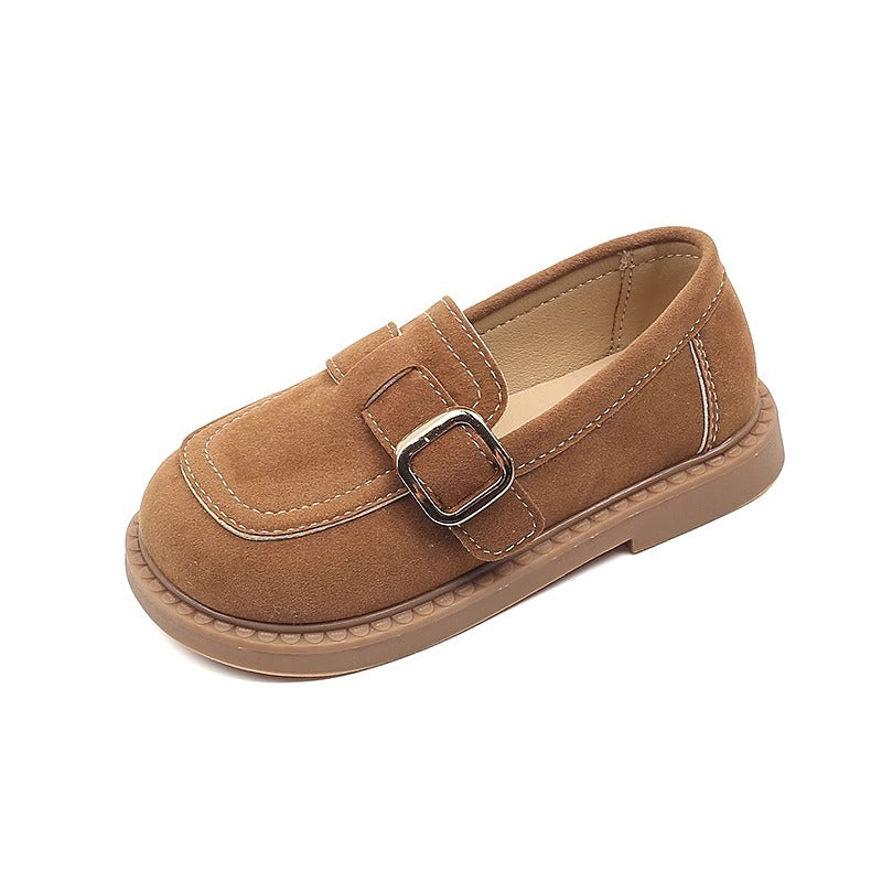 BUCKLE SUEDE LOAFERS - BROWN