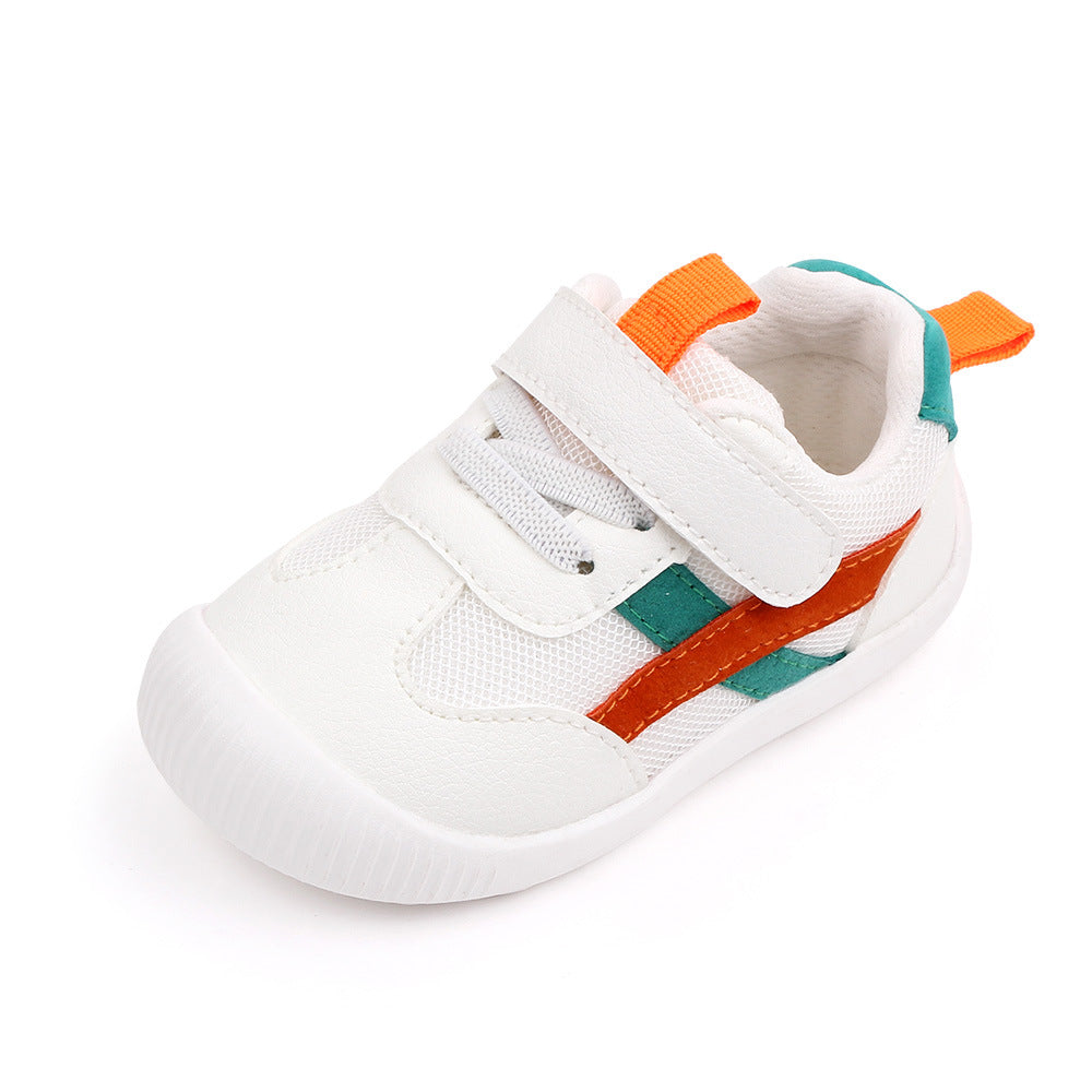 STRIPED PRE-WALKER SHOES - ORANGE & GREEN