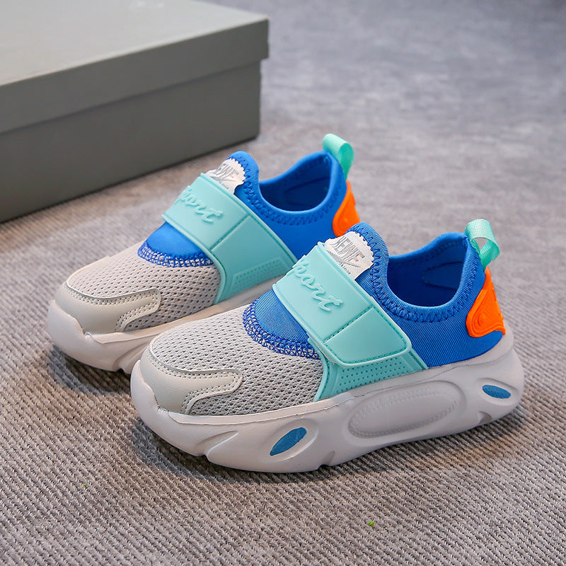 DUAL COLOR VELCRO SHOES - BLUE