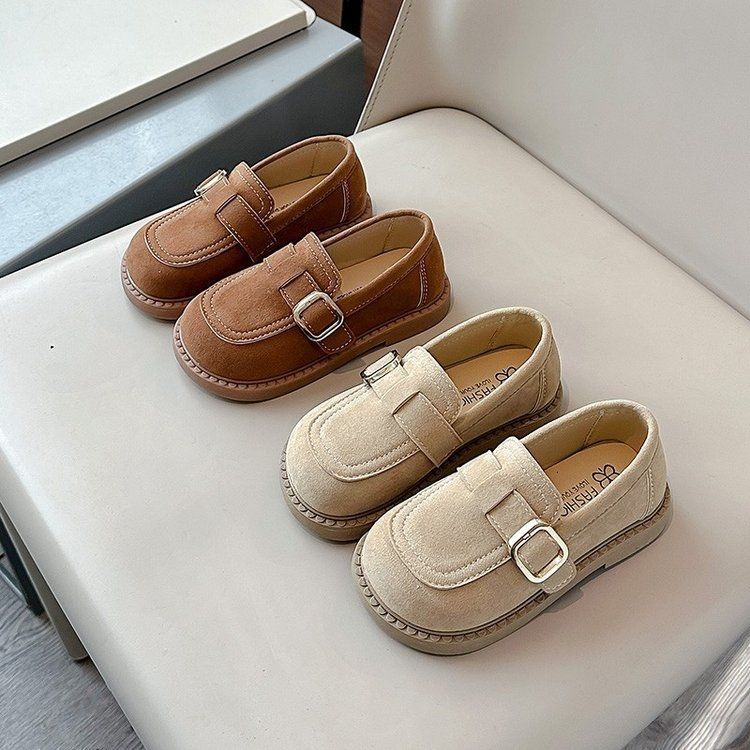 BUCKLE SUEDE LOAFERS - BROWN