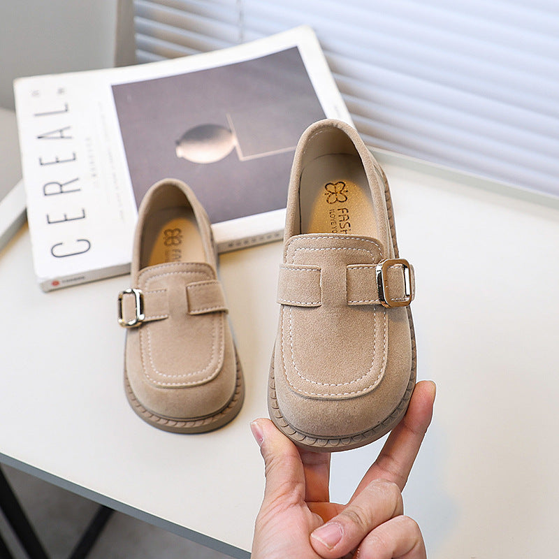 BUCKLE SUEDE LOAFERS - BEIGE