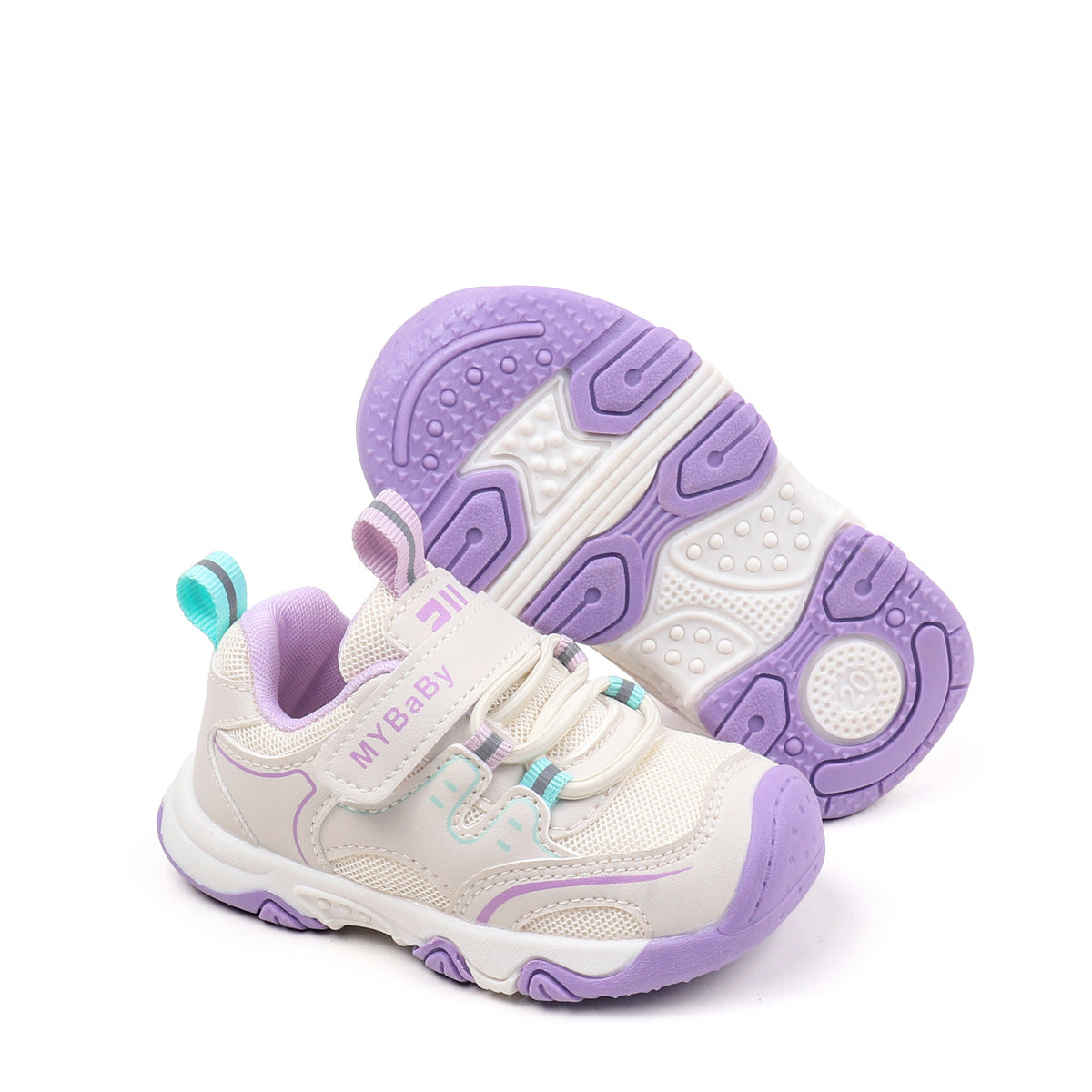 LACE DESIGN VELCRO CLOSURE PREWALKER SHOES - PURPLE