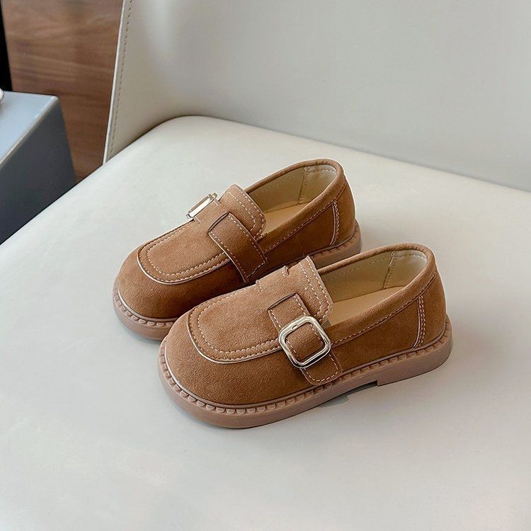 BUCKLE SUEDE LOAFERS - BROWN