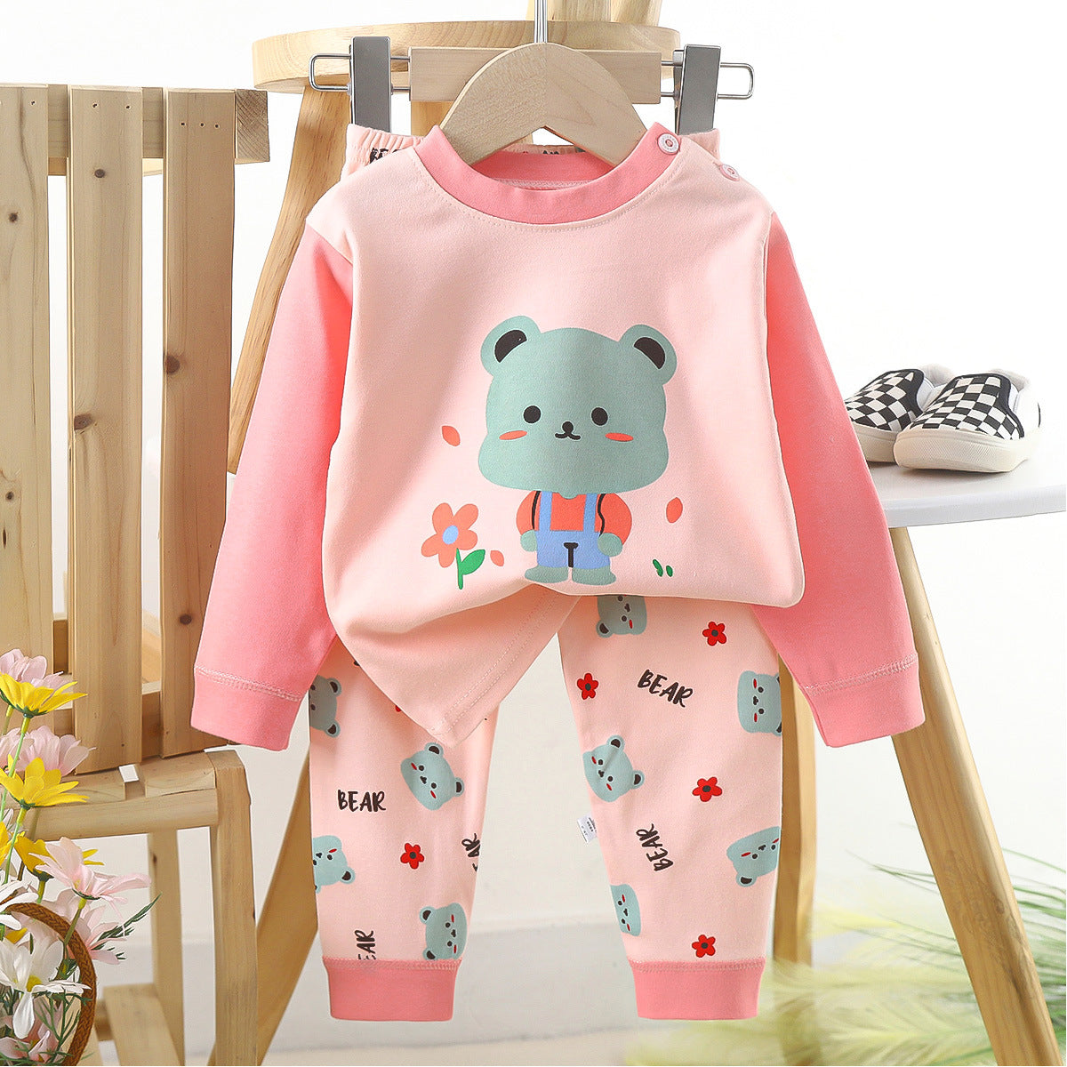 BEAR PRINT CO-ORD SET - LIGHT PINK