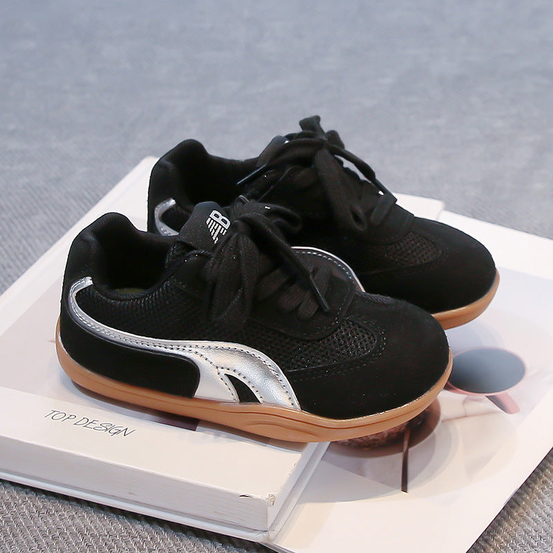 COLOR BLOCK VELCRO SNEAKERS - BLACK & SILVER