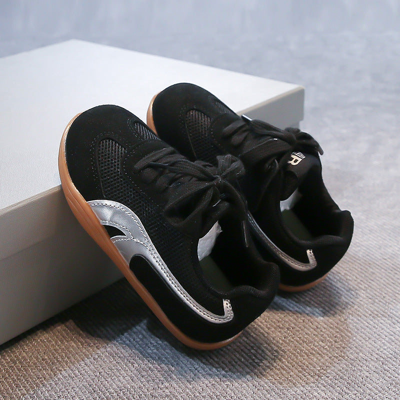 COLOR BLOCK VELCRO SNEAKERS - BLACK & SILVER