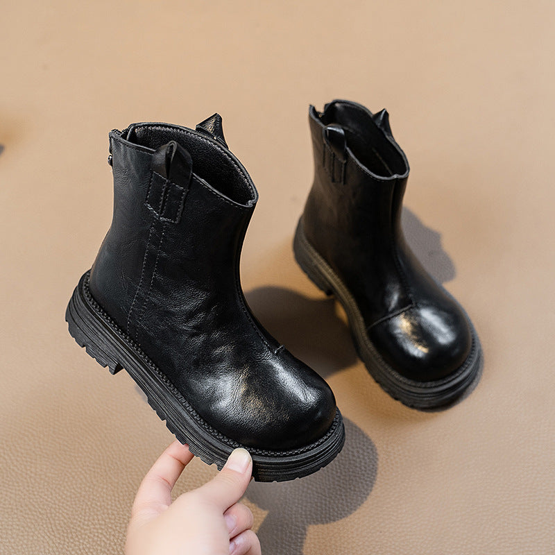 SOLID ZIP-UP WINTER BOOTS - BLACK