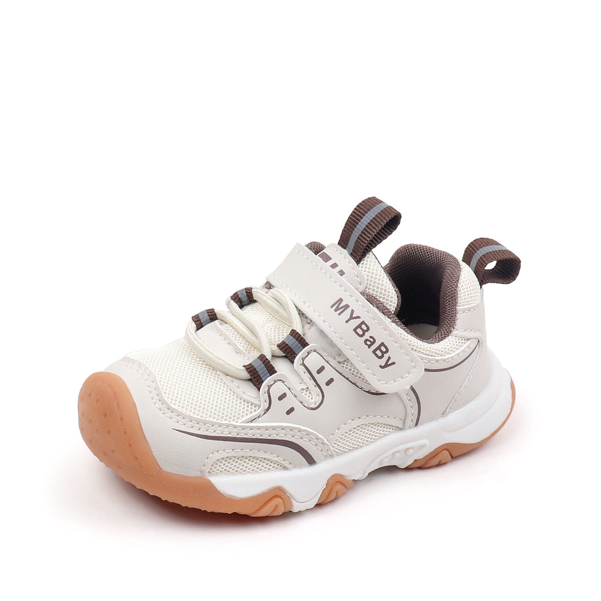 LACE DESIGN VELCRO CLOSURE PREWALKER SHOES - BROWN