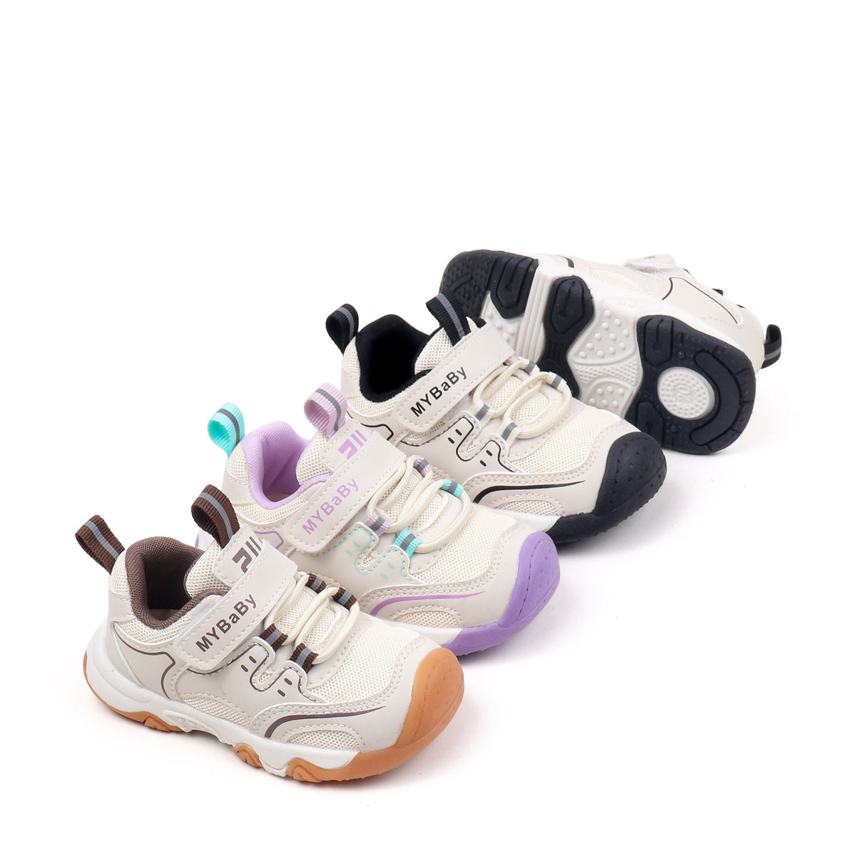 LACE DESIGN VELCRO CLOSURE PREWALKER SHOES - PURPLE