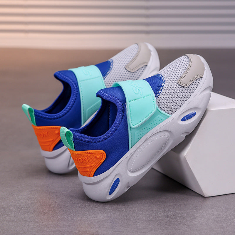 DUAL COLOR VELCRO SHOES - BLUE
