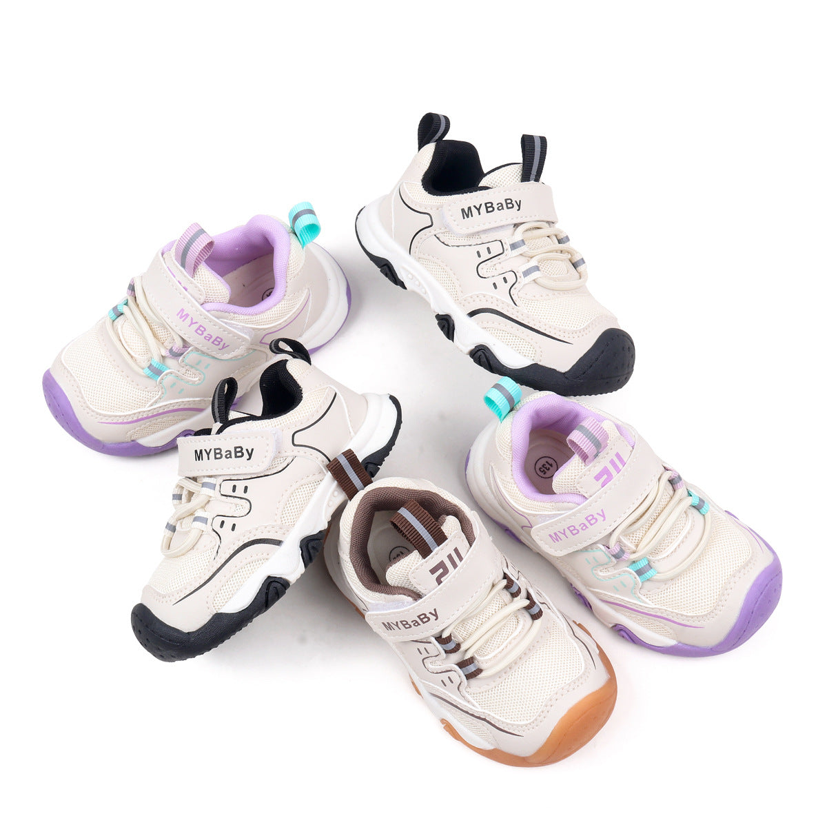 LACE DESIGN VELCRO CLOSURE PREWALKER SHOES - PURPLE