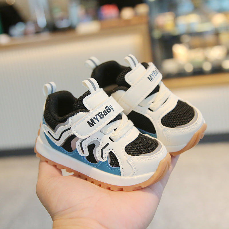 SIDE PATCH DETAILED PREWALKER SHOES - BLACK