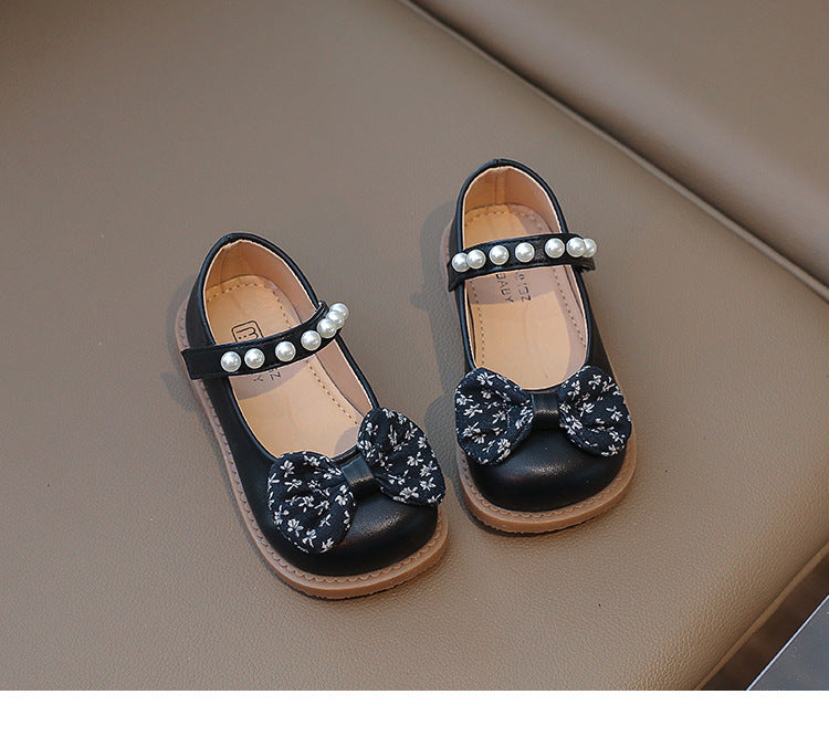 PRINTED BOW APPLIQUE MARY JANE - BLACK