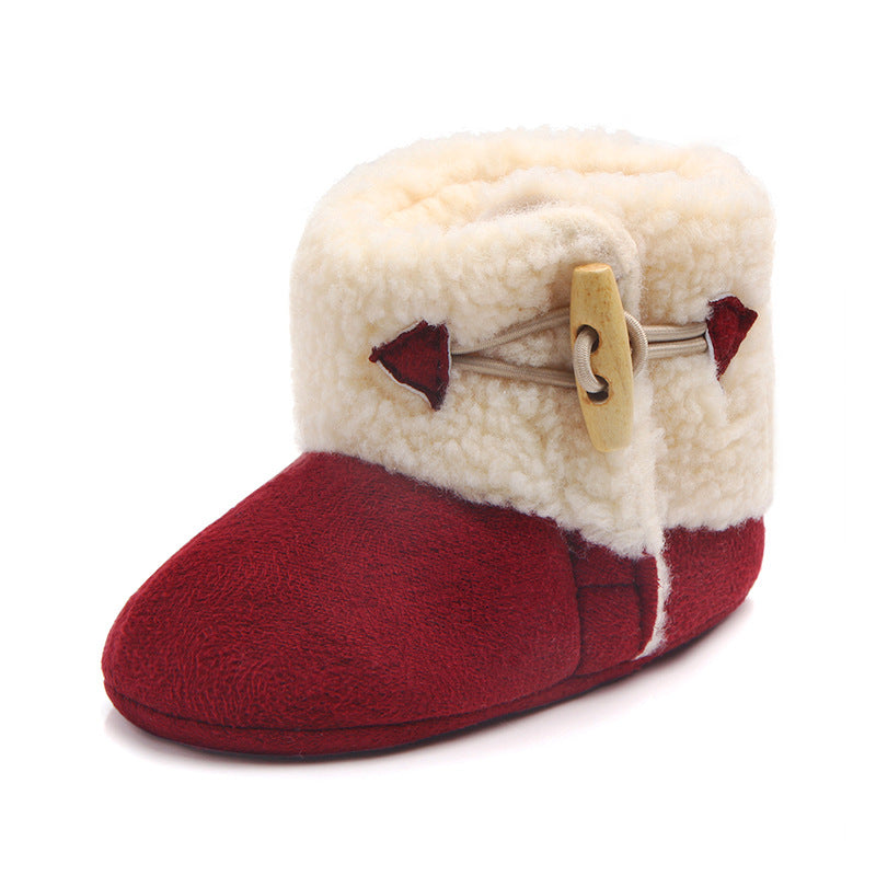 BUTTON APPLIQUE HIGH TOP BOOTIES - MAROON