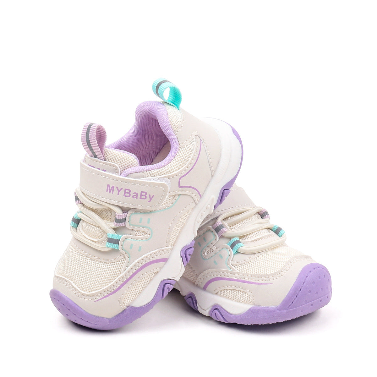 LACE DESIGN VELCRO CLOSURE PREWALKER SHOES - PURPLE