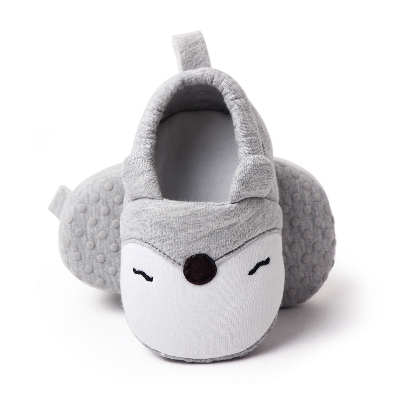 CARTOON FACE SLIP-ON BOOTIES - GREY