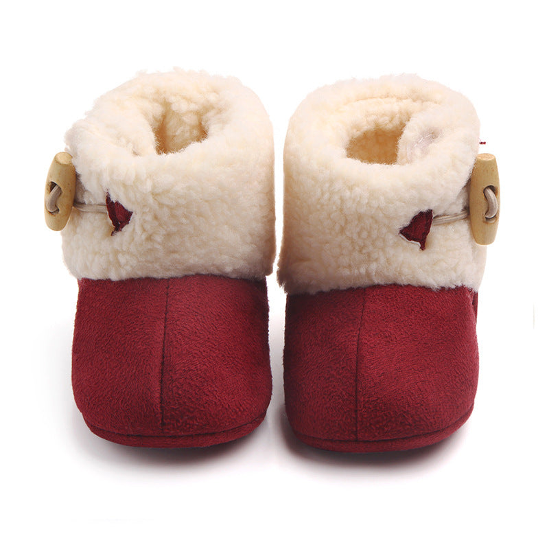 BUTTON APPLIQUE HIGH TOP BOOTIES - MAROON