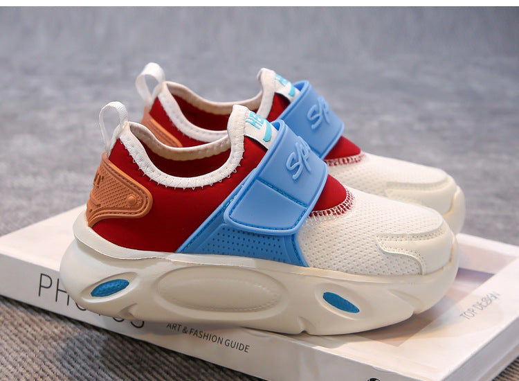 DUAL COLOR VELCRO SHOES - WHITE & RED