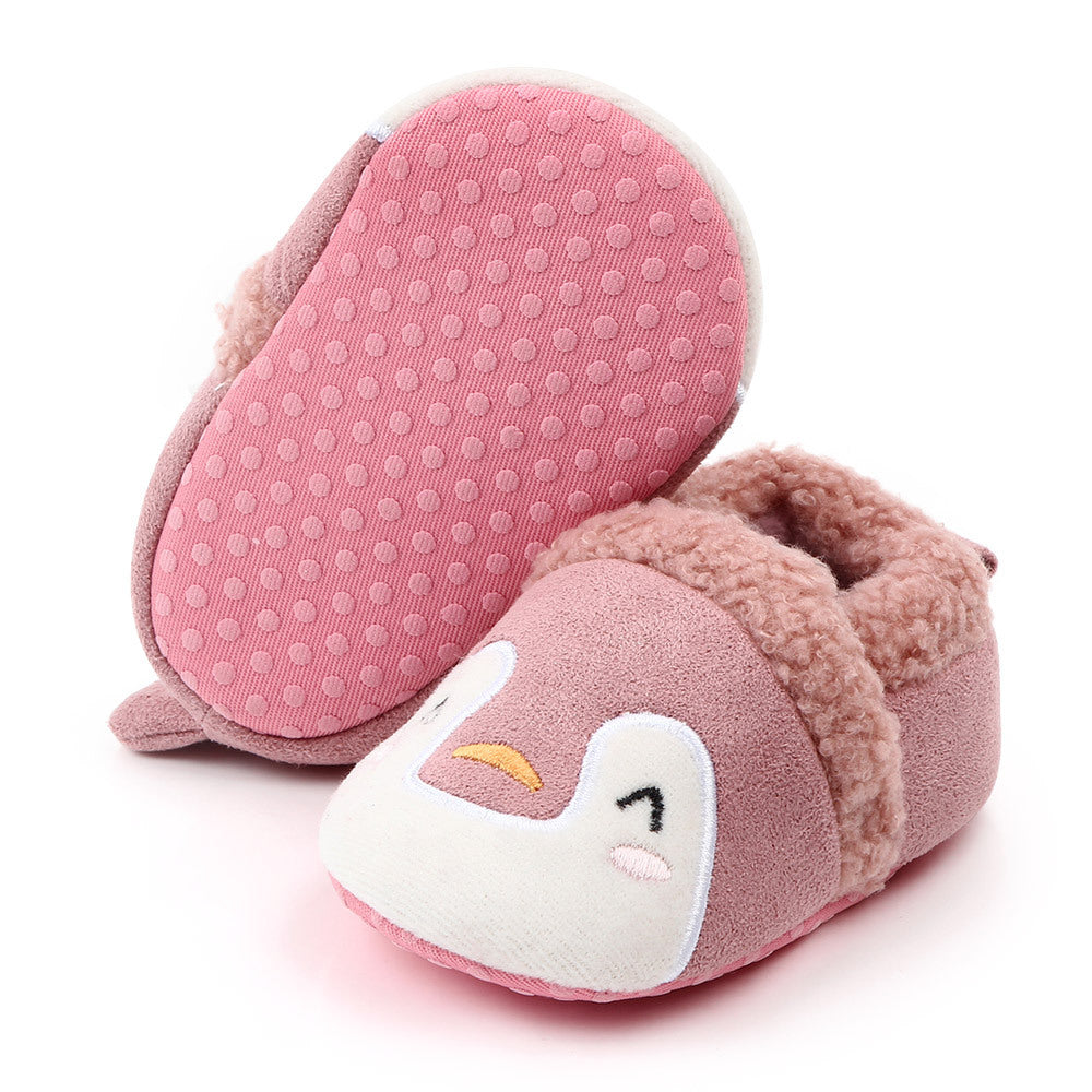 PENGUIN FACE SLIP-ON BOOTIES - PINK