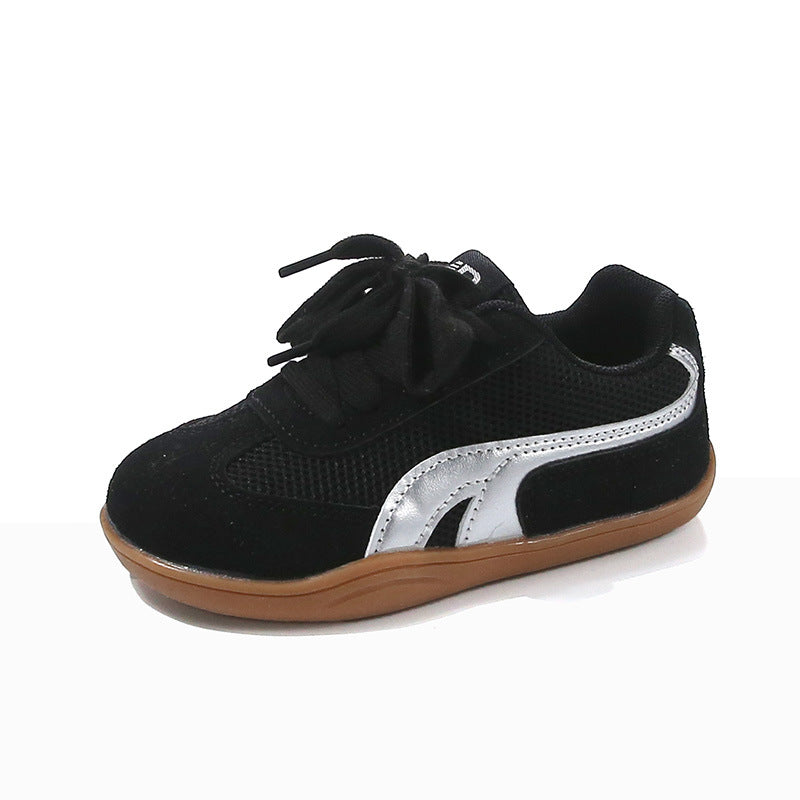 COLOR BLOCK VELCRO SNEAKERS - BLACK & SILVER
