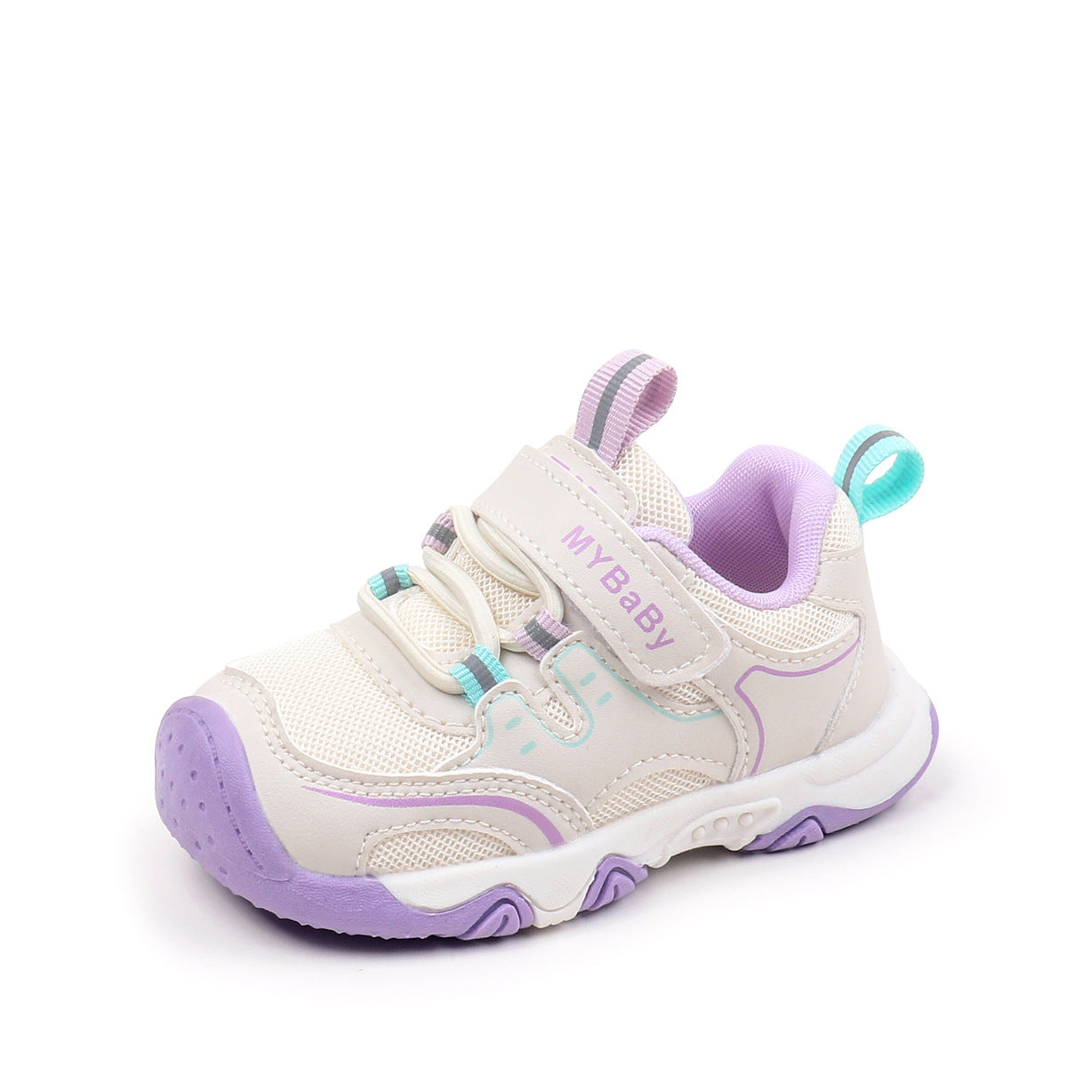LACE DESIGN VELCRO CLOSURE PREWALKER SHOES - PURPLE