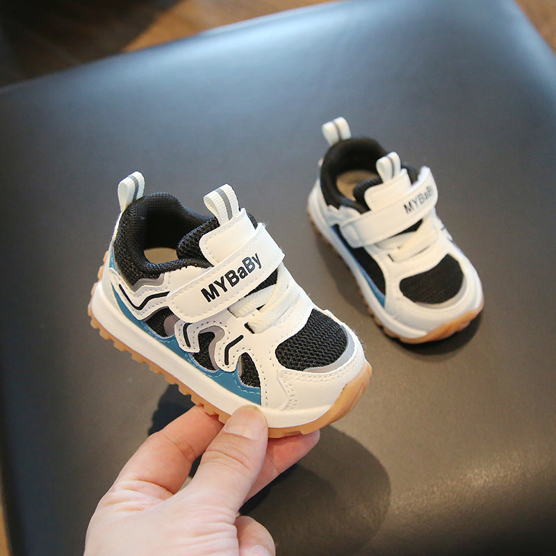 SIDE PATCH DETAILED PREWALKER SHOES - BLACK