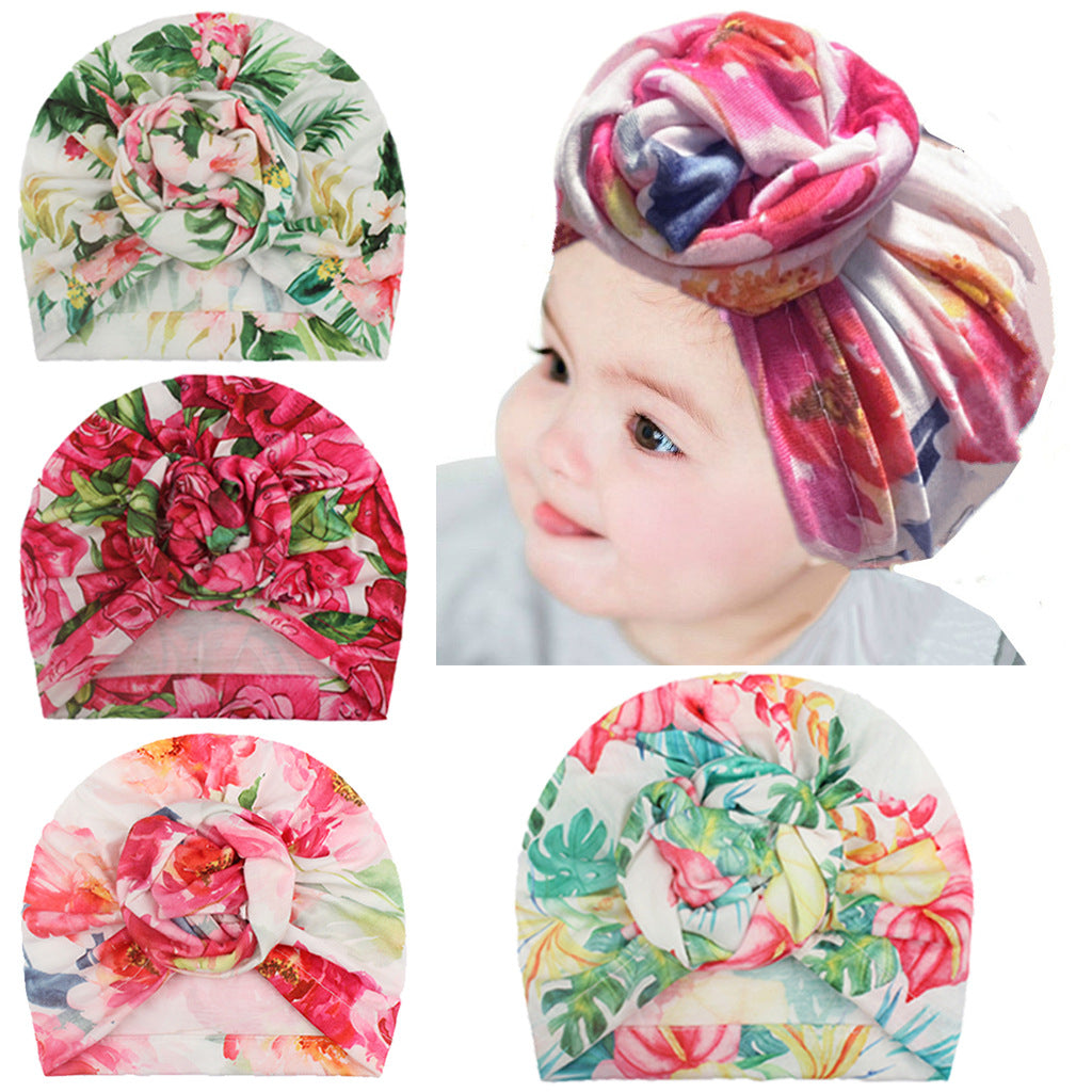 PRINTED FLOWER KNOT TURBAN