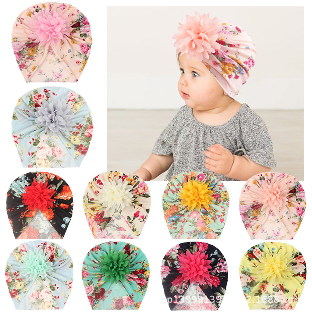 PRINTED FRILL FLOWER TURBAN