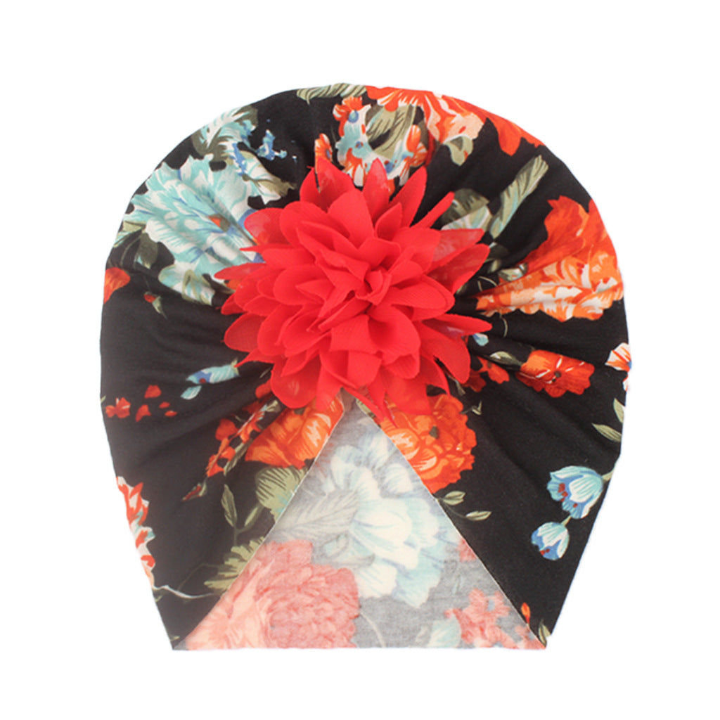 PRINTED FRILL FLOWER TURBAN