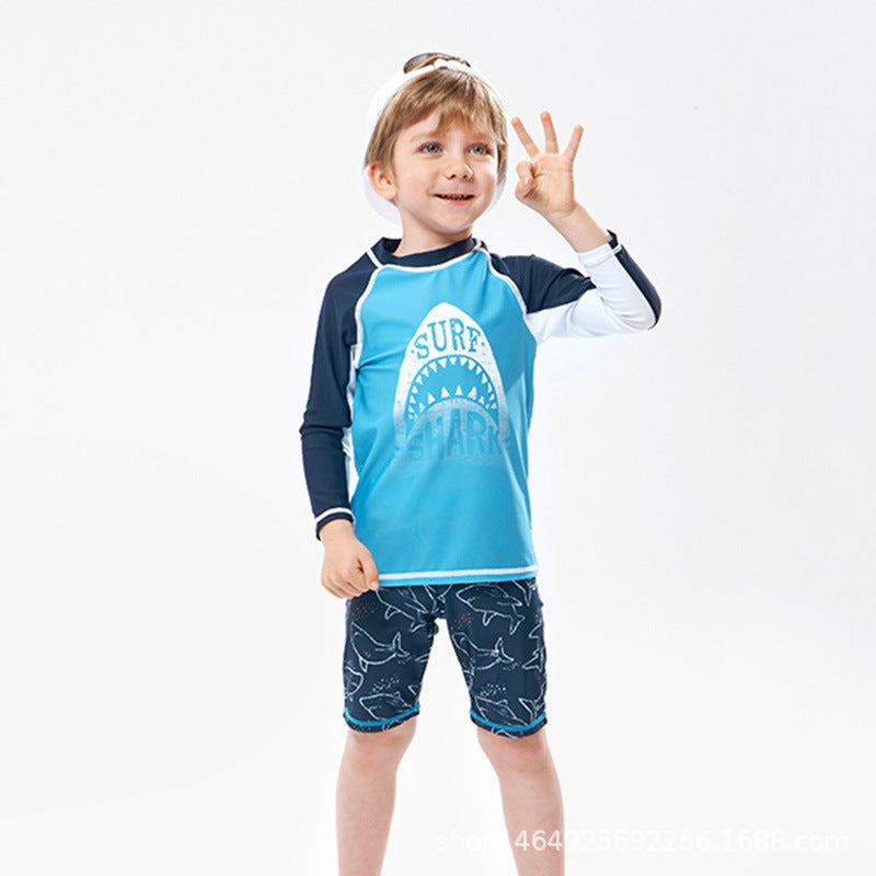 SHARK PRINT 2 PIECE SWIM SUIT - BLUE