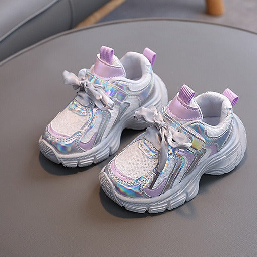 KNOT DETAILED SHINY SPORT SHOES - PURPLE