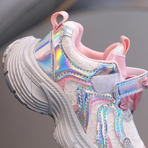 KNOT DETAILED SHINY SPORT SHOES - LIGHT PINK