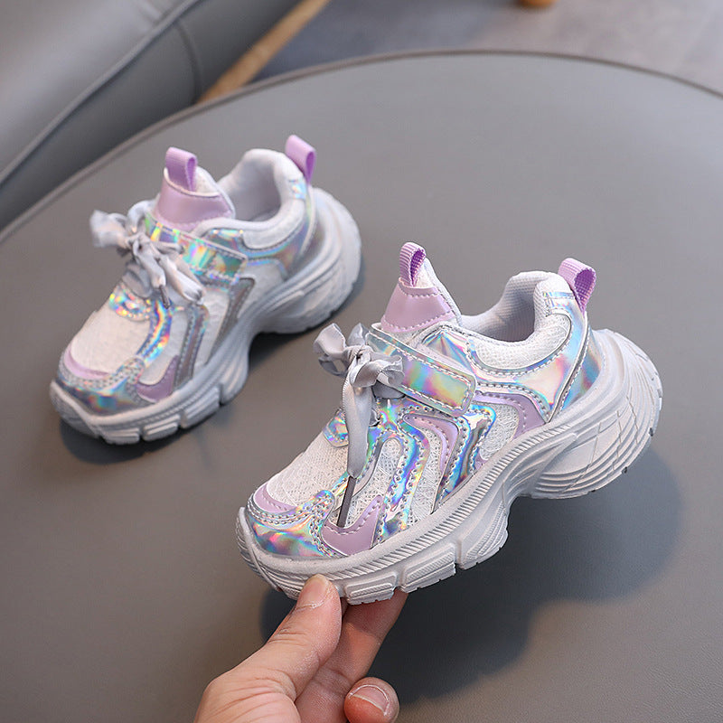KNOT DETAILED SHINY SPORT SHOES - PURPLE