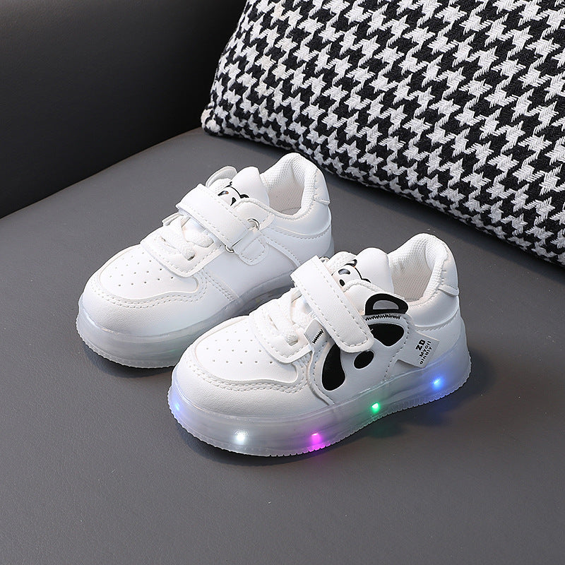 Panda Face LED Shoes White