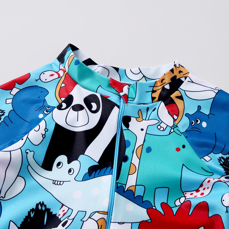 Animal Printed Legged Swimsuit - Multicolor