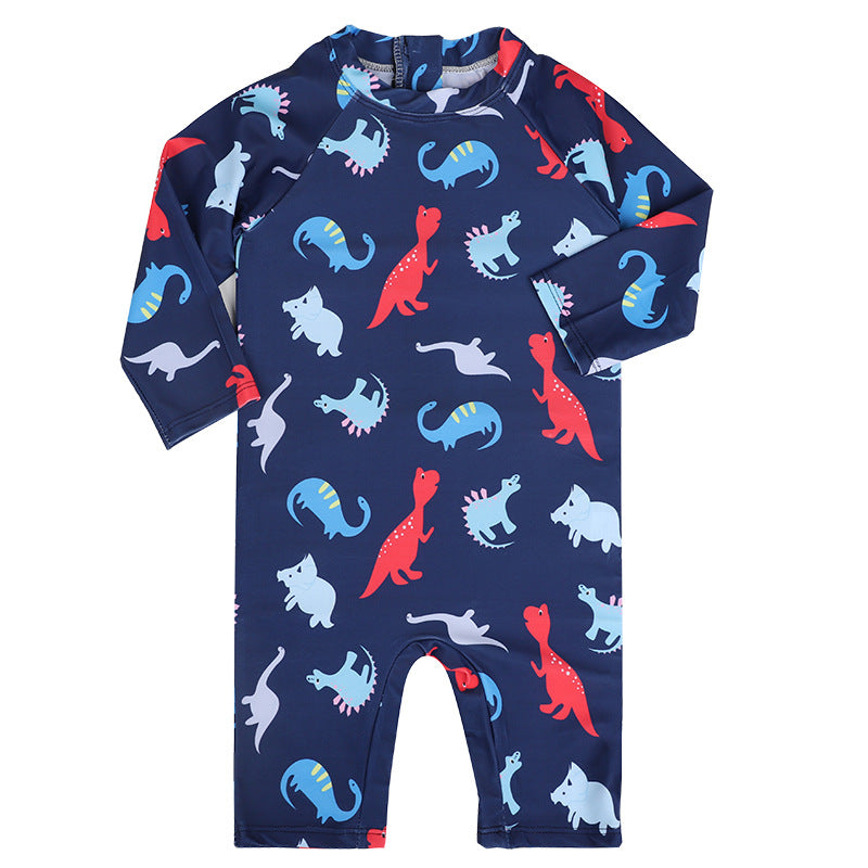 Dinosaur Printed Legged Swimsuit - Navy