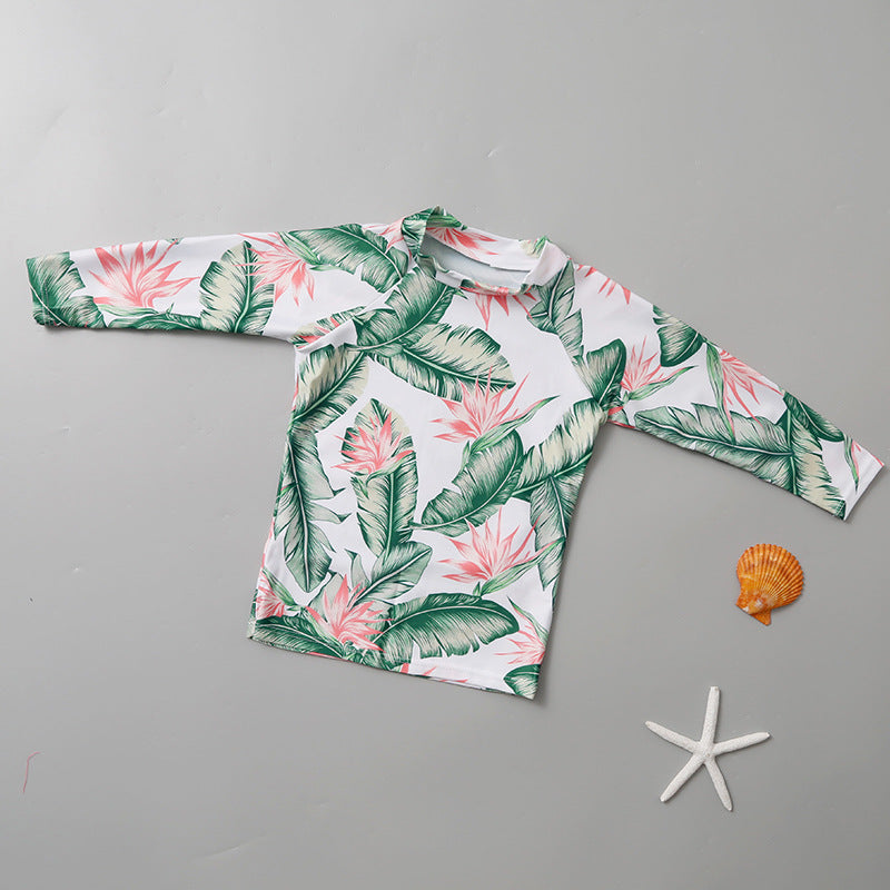 Leaves Printed 2 Piece Swimsuit - Green & Black